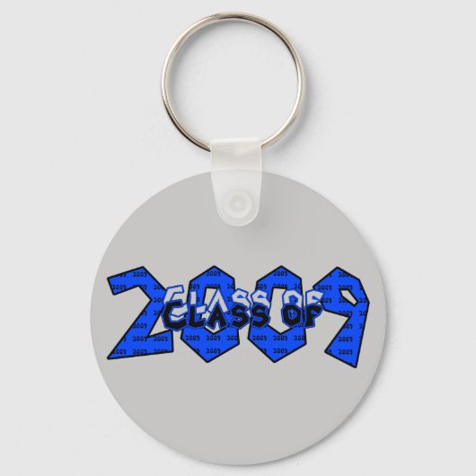 Klasse afstuderen 2009 Blauw en grijs Sleutelhanger (Voorkant)
