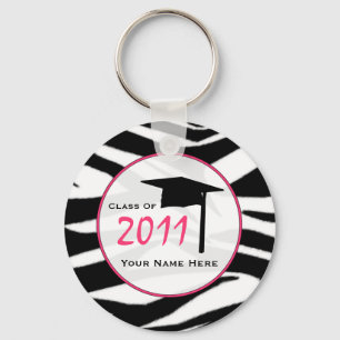 Klasse afstuderen van 2011 - Zebra Print & Roze Sleutelhanger