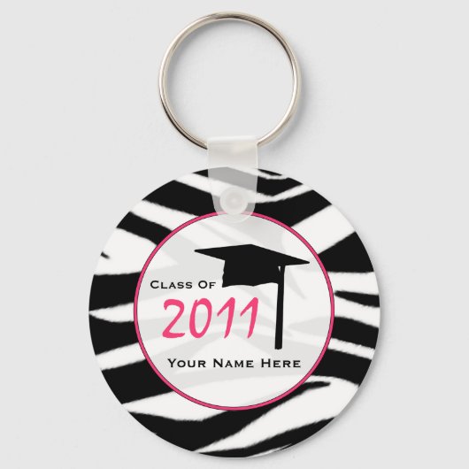Klasse afstuderen van 2011 - Zebra Print & Roze Sleutelhanger (Voorkant)