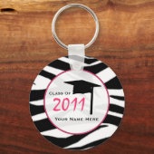 Klasse afstuderen van 2011 - Zebra Print & Roze Sleutelhanger (Voorkant)