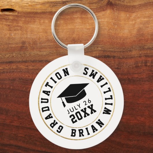 Klasse afstuderen van... Cirkel zwart Afstudeerder Sleutelhanger (Voorkant)