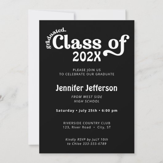 Klasse Afstuderen zwart-wit foto op achterzijde  Feestdagenkaart (Voorkant)