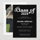 Klasse Afstuderen zwart-wit foto op achterzijde  Feestdagenkaart (Voorkant / Achterkant)