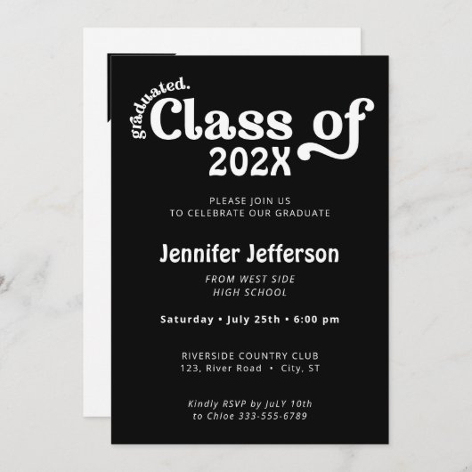 Klasse Afstuderen zwart-wit foto op achterzijde  Feestdagenkaart (Voorkant / Achterkant)