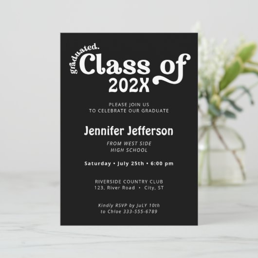 Klasse Afstuderen zwart-wit foto op achterzijde  Feestdagenkaart (Staand voorkant)