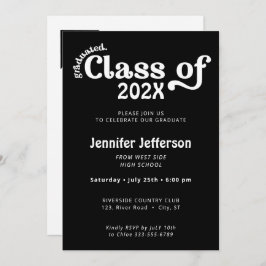 Klasse Afstuderen zwart-wit foto op achterzijde  Feestdagenkaart