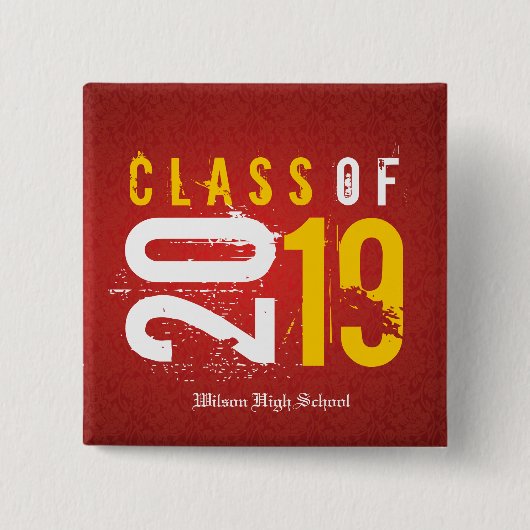 Klasse artistiek rood en geel van Afstuderen 2019 Vierkante Button 5,1 Cm (Voorkant)