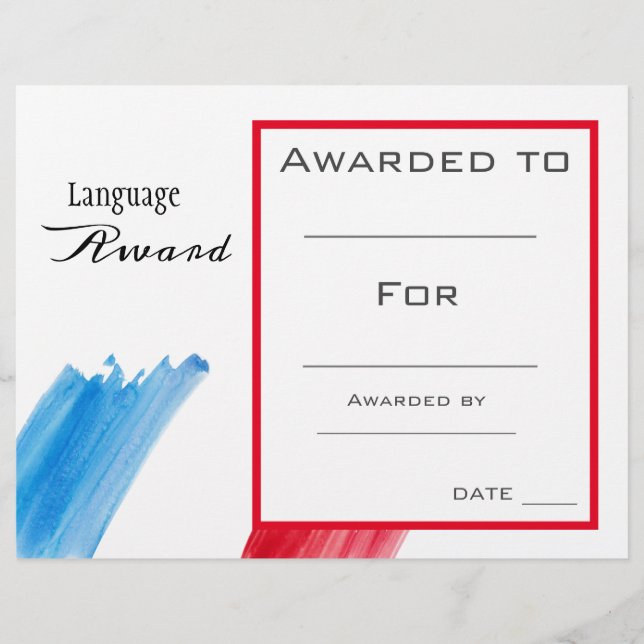 Klasse award Franse taalstudent (Voorkant)