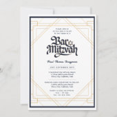 Klasse BAR MITZVAH Kwaliteit Navy Goud Modern Kaart (Voorkant)
