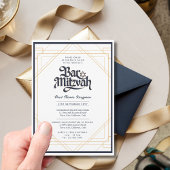 Klasse BAR MITZVAH Kwaliteit Navy Goud Modern Kaart