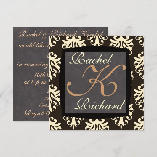 Klasse beige en bruine RENEWAL trouw-UITNODIGING Kaart (Voorkant / Achterkant)