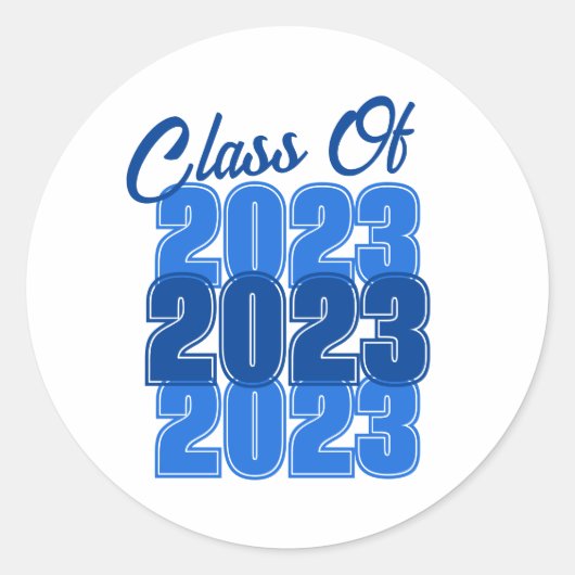 klasse blauw Afstuderen Ronde Sticker (Voorkant)