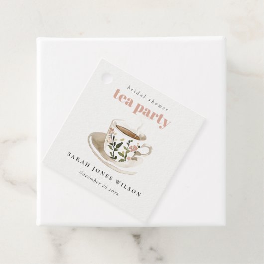 Klasse Bloemige Theekop Bruids-Shower Thee Feestje Bedankjes Labels (In situ)