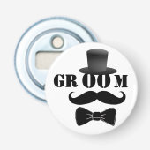 Klasse Bruidegom Snor Hoed Button Flesopener (Voorkant)