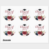 Klasse Burgundy Floral Waterverf Ronde Sticker (Vel)