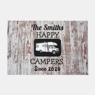 Klasse C Camper Doormat met achtergrond van hout Deurmat