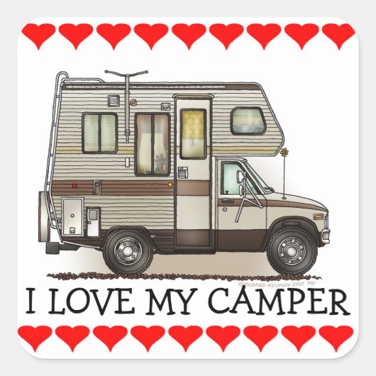 Klasse C Camper RV Magnets Vierkante Sticker (Voorkant)