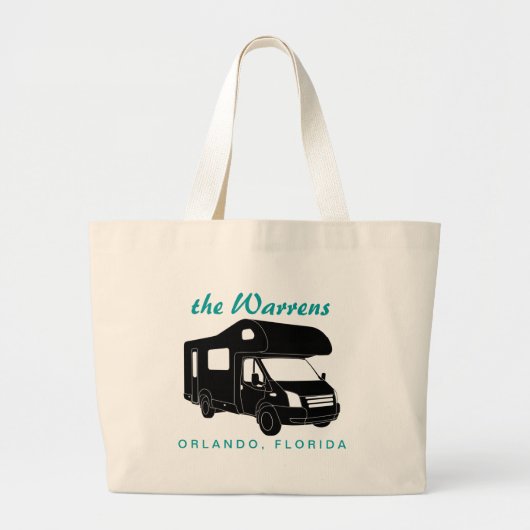 Klasse C Motorhome Silhouette Graphic Grote Tote Bag (Voorkant)