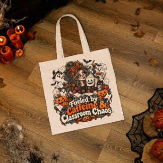 Klasse Chaos op Halloween met Caffeïne Tote Bag