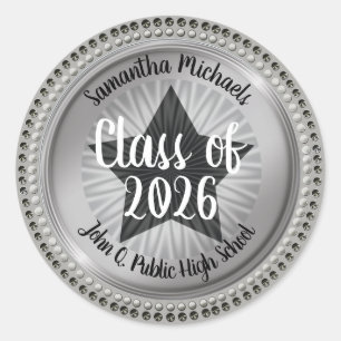 Klasse Classy Star Silver van 2022 Afstuderen Ronde Sticker