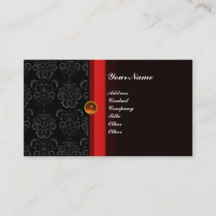 Klasse DAMAST MONOGRAM zwart topaas oranje, Visitekaartje