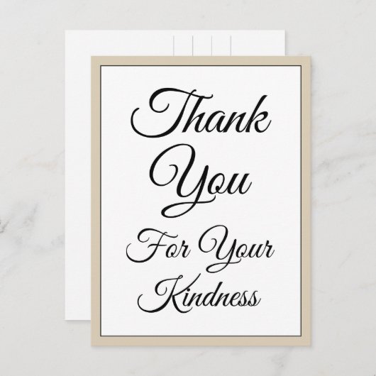 Klasse "Dank U Voor Uw Vriendelijkheid" Ansichtkaa Briefkaart (Voorkant / Achterkant)