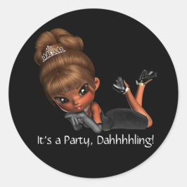 Klasse diva-feest verpakkingsenveloppegel ronde sticker