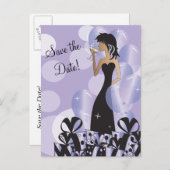 Klasse Diva Meisjesfeest | Save the Date |  Paars Aankondigingskaart (Voorkant / Achterkant)
