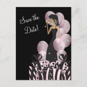 Klasse Diva Meisjesfeest Save the Date Roze Aankondigingskaart
