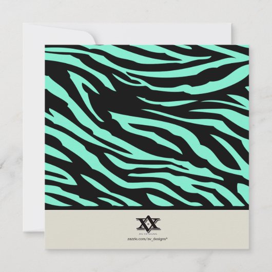 Klasse Elegant Mint & Zwarte Zebra Stripes van 201 Kaart (Achterkant)