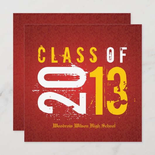 Klasse Elegant Rood en Geel van 2013 Kaart (Voorkant / Achterkant)