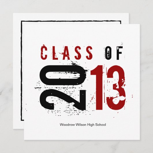 Klasse Elegant zwart, wit en rood van 2013 Kaart (Voorkant / Achterkant)