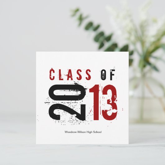 Klasse Elegant zwart, wit en rood van 2013 Kaart (Staand voorkant)