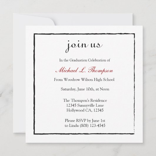 Klasse Elegant zwart, wit en rood van 2013 Kaart (Achterkant)