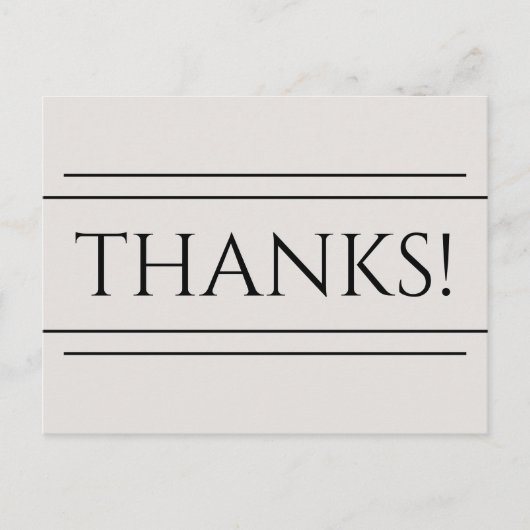 Klasse, Elegante "DANK JE!" Ansichtkaart Briefkaart (Voorkant)