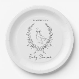 Klasse elegante dwaze gans baby shower Papieren Bordje