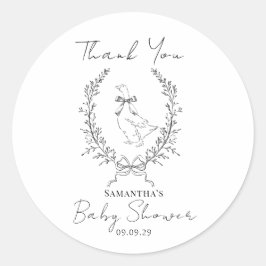Klasse elegante dwaze gans baby shower Ronde Sticker