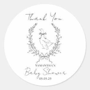 Klasse elegante dwaze gans baby shower Ronde Sticker