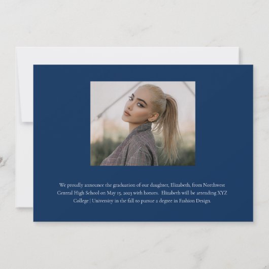 Klasse Elegante Gouden Script Tekst Afgestudeerd 3 Aankondiging (Achterkant)