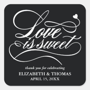Klasse elegante liefde is zoete trouwstickers vierkante sticker
