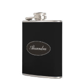 Klasse Elegante Script Aangepaste Naam Gepersonali Heupfles (Links)