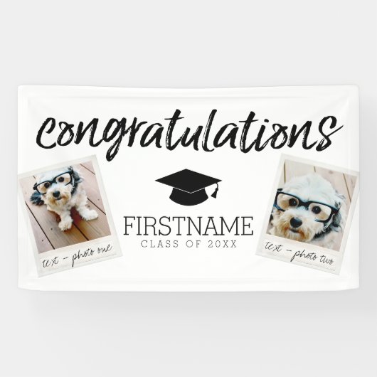 Klasse Elk jaar Afstuderen 2 Square Photo Collage Spandoek (Horizontaal)