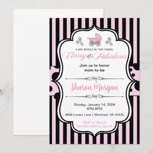 Klasse en brutale baby shower uitnodiging (Voorkant / Achterkant)