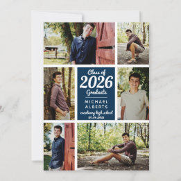 Klasse Foto Collage Blue Afstuderen Aankondiging