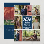 Klasse Foto Collage Blue Afstuderen Aankondiging (Voorkant / Achterkant)