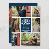 Klasse Foto Collage Blue Afstuderen Aankondiging (Voorkant / Achterkant)