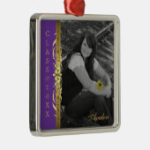 Klasse Gold Scroll Photo Paars Ornament (Rechts)