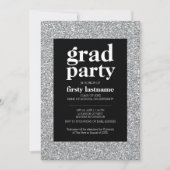 Klasse - Graduation Party Black Silver glitter Kaart (Voorkant)