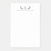Klasse herten geweien grijs monogram post-it® notes (Voorkant)
