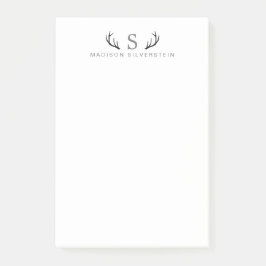 Klasse herten geweien grijs monogram post-it® notes